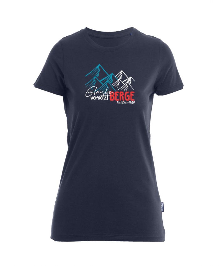 201-navy-Vorne-029 Glaube versetzt Berge - Matthäus 17, 20 - Bio-Shirt Frauen rundhals – Bild 1