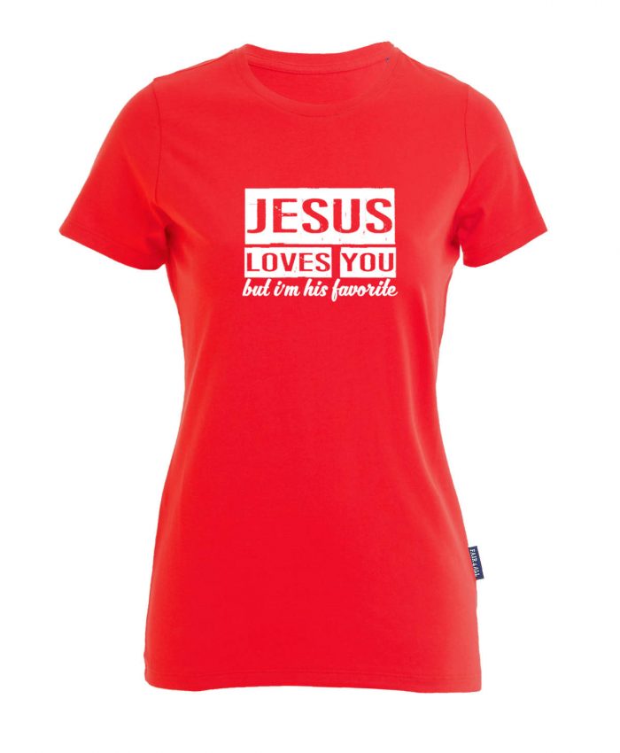 Jesus loves you but I'm his favorite - Bio-Shirt Frauen rundhals – Bild 3
