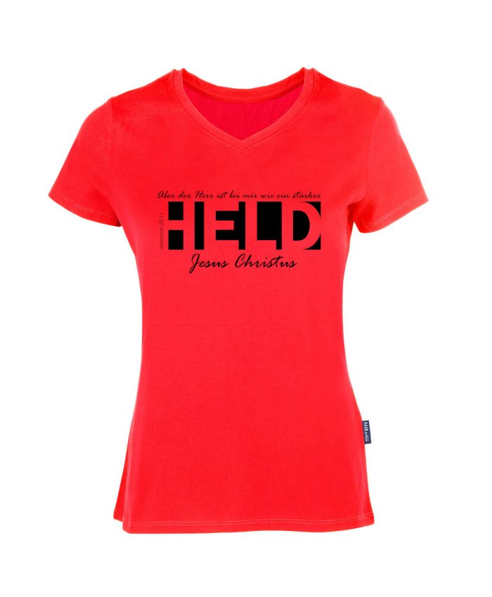 Jeremia 20, 11 - Ein starker Held - Bio-Shirt Frauen V-Ausschnitt – Bild 2