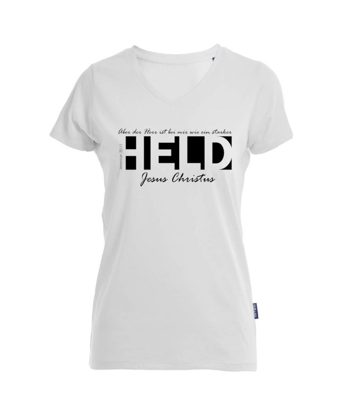 Jeremia 20, 11 - Ein starker Held - Bio-Shirt Frauen V-Ausschnitt – Bild 4