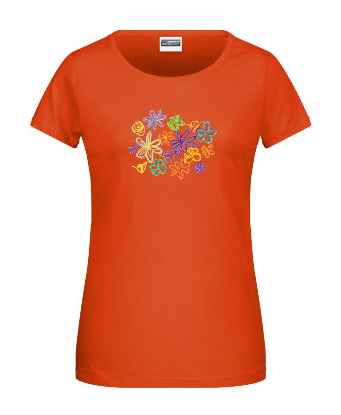 Handdrawn-Flowers - Bio-Shirt Frauen rundhals – Bild 1