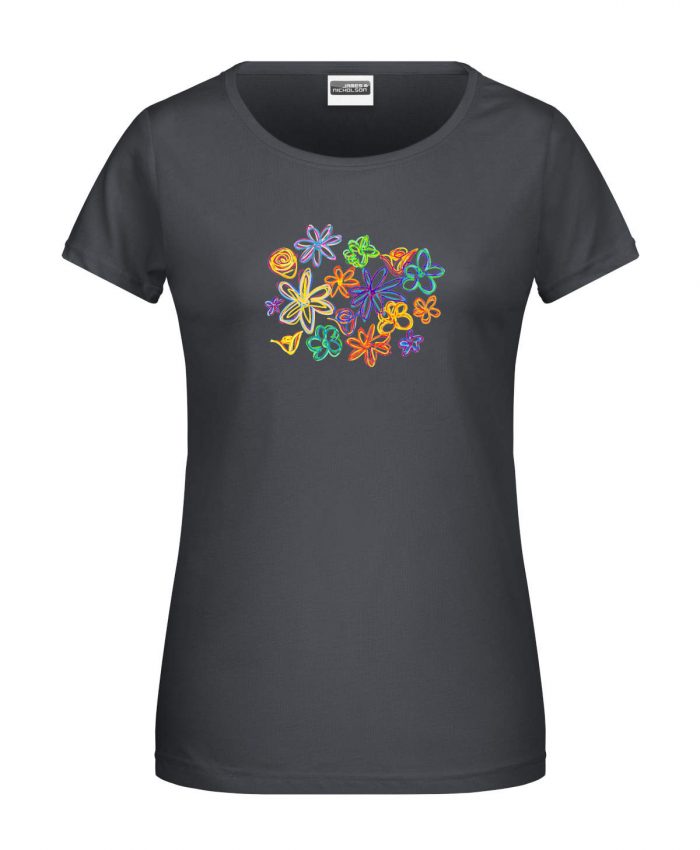 Handdrawn-Flowers - Bio-Shirt Frauen rundhals – Bild 4