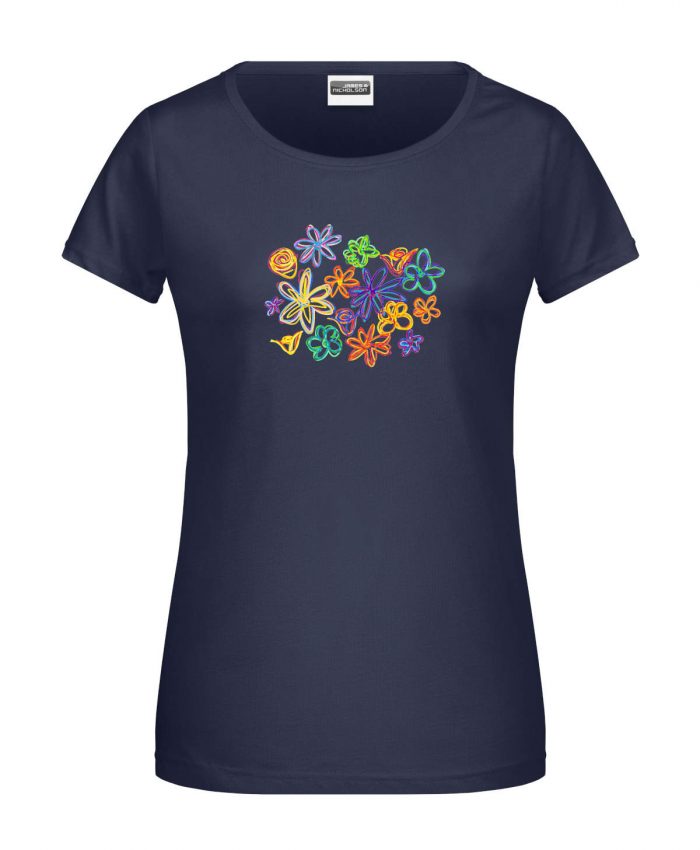 Handdrawn-Flowers - Bio-Shirt Frauen rundhals – Bild 6