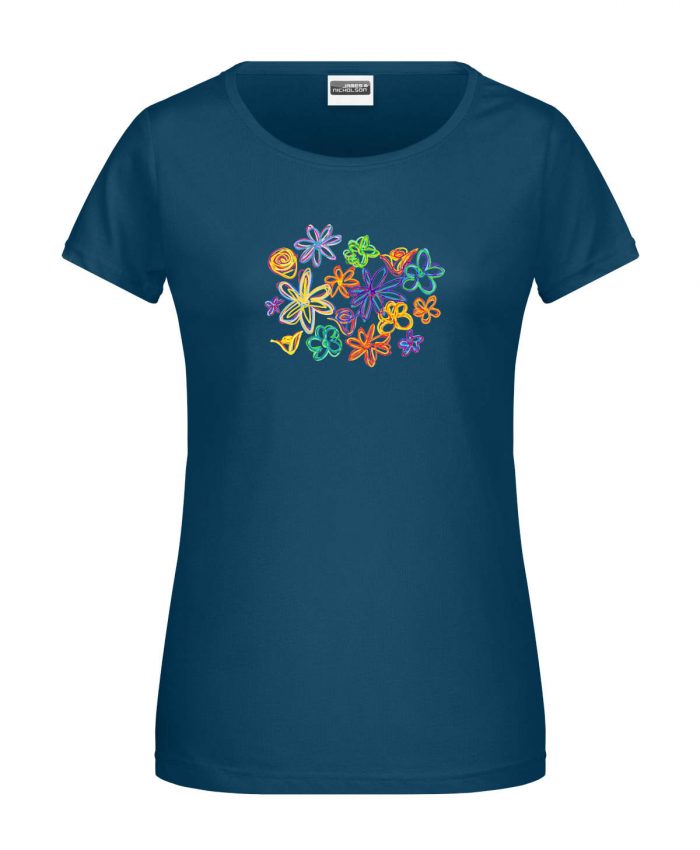 Handdrawn-Flowers - Bio-Shirt Frauen rundhals – Bild 3