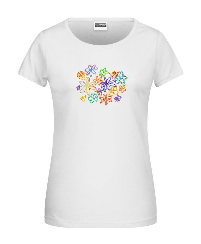 Handdrawn-Flowers - Bio-Shirt Frauen rundhals – Bild 11