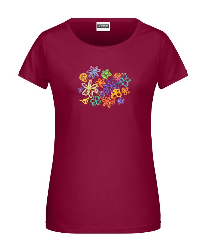 Handdrawn-Flowers - Bio-Shirt Frauen rundhals – Bild 2