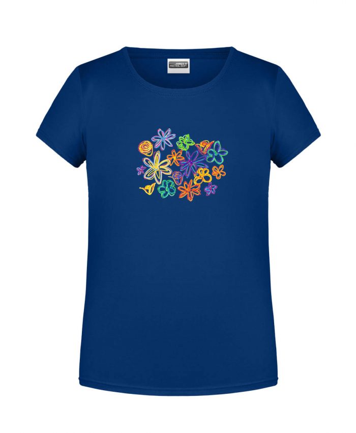 Handdrawn-Flowers - Bio-Shirt Mädchen rundhals – Bild 3