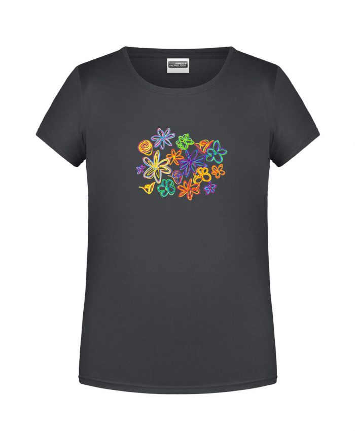 Handdrawn-Flowers - Bio-Shirt Mädchen rundhals – Bild 4