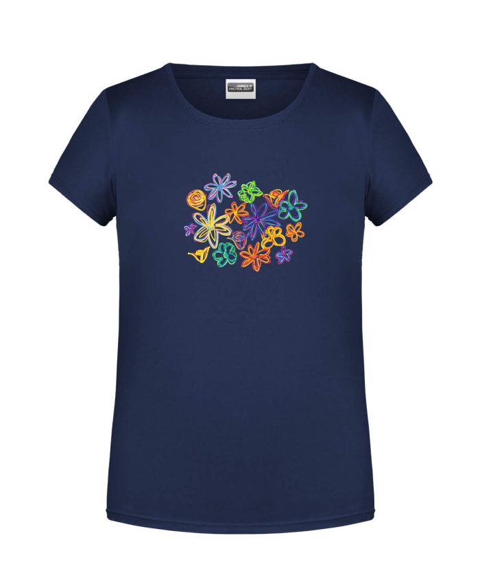 Handdrawn-Flowers - Bio-Shirt Mädchen rundhals – Bild 5