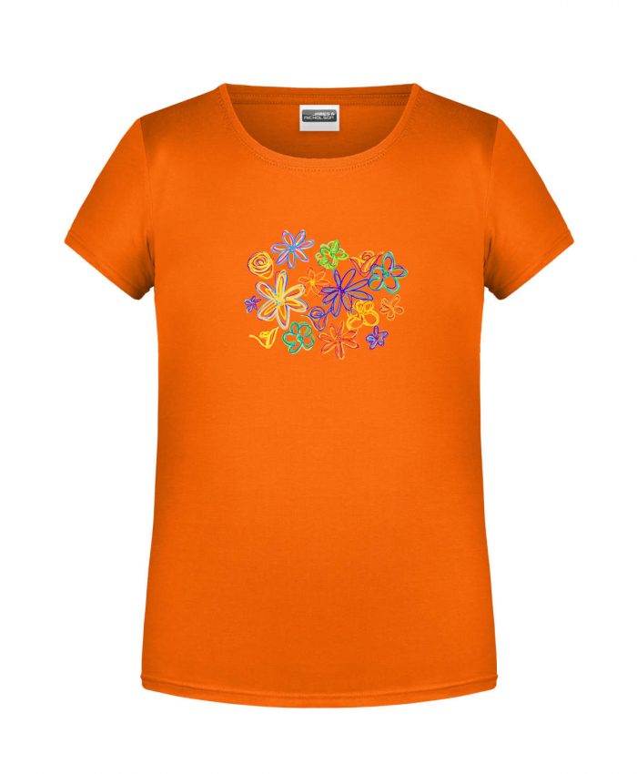 Handdrawn-Flowers - Bio-Shirt Mädchen rundhals – Bild 9