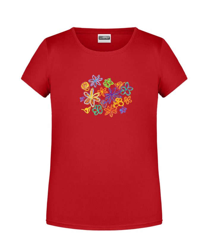 Handdrawn-Flowers - Bio-Shirt Mädchen rundhals – Bild 1