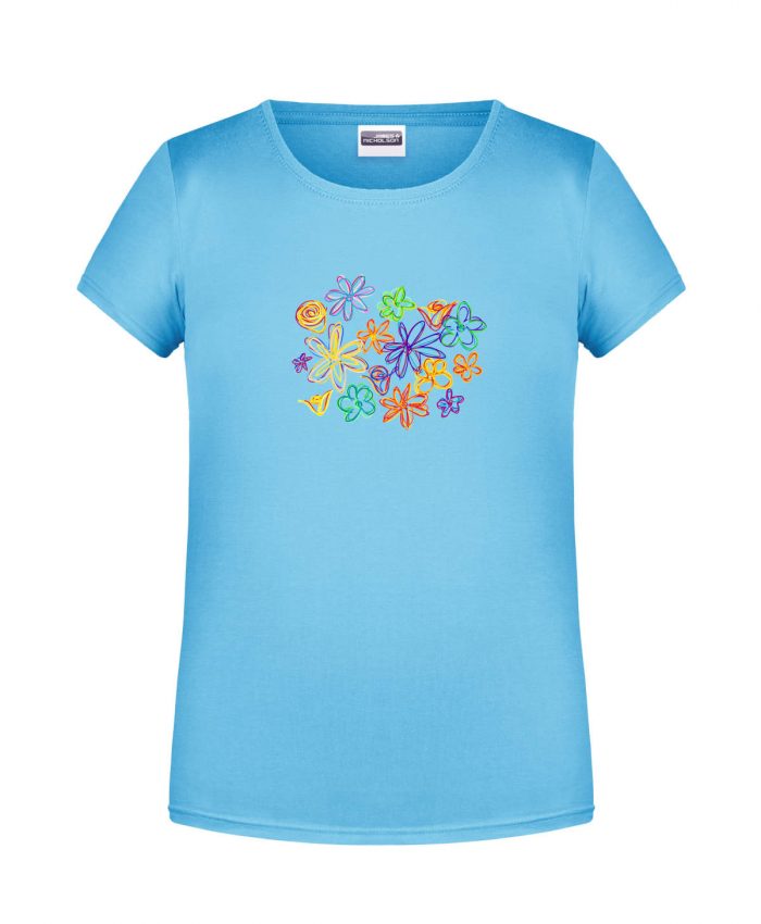 Handdrawn-Flowers - Bio-Shirt Mädchen rundhals – Bild 7