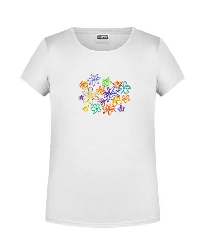 Handdrawn-Flowers - Bio-Shirt Mädchen rundhals – Bild 11
