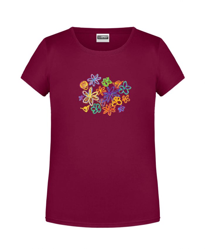 Handdrawn-Flowers - Bio-Shirt Mädchen rundhals – Bild 2