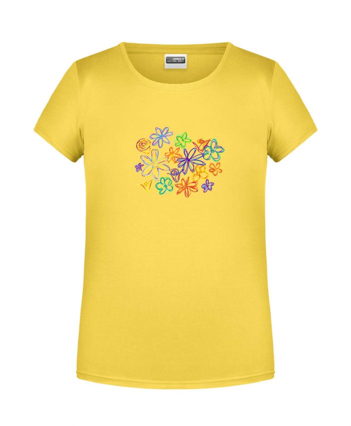 Handdrawn-Flowers - Bio-Shirt Mädchen rundhals – Bild 8