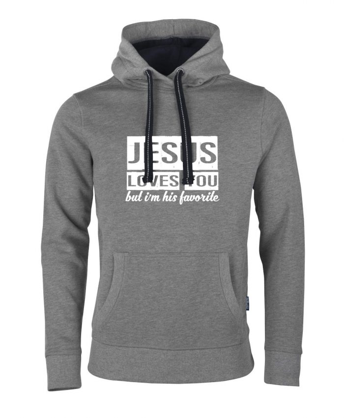 900-graumeliert-009 Jesus loves you but I'm his favorite – Hoodie Unisex – Bild 1