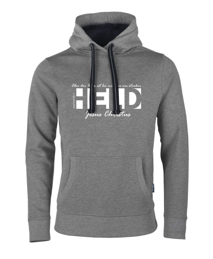 900-graumeliert-013 Jeremia 20, 11 - Ein starker Held – Hoodie Unisex – Bild 1