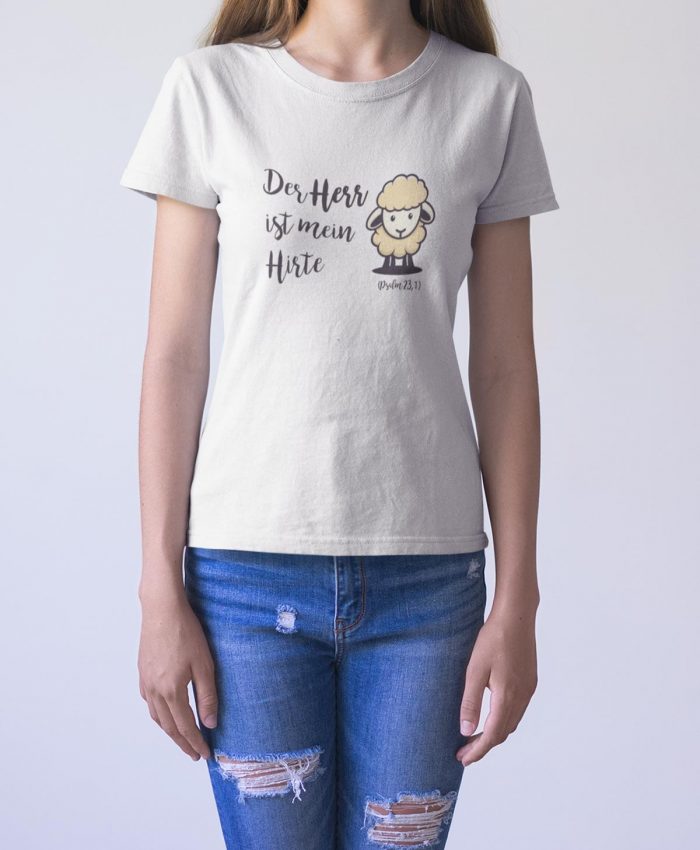 8007G-white-mockup-girl Der Herr ist mein Hirte - Bio-Shirt Mädchen rundhals – Bild 1